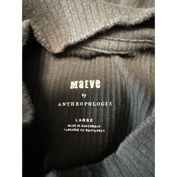 Maeve By Anthropologie Black Ribbed Mock Neck Long Sleeve Top Size L - Picture 4 of 7
